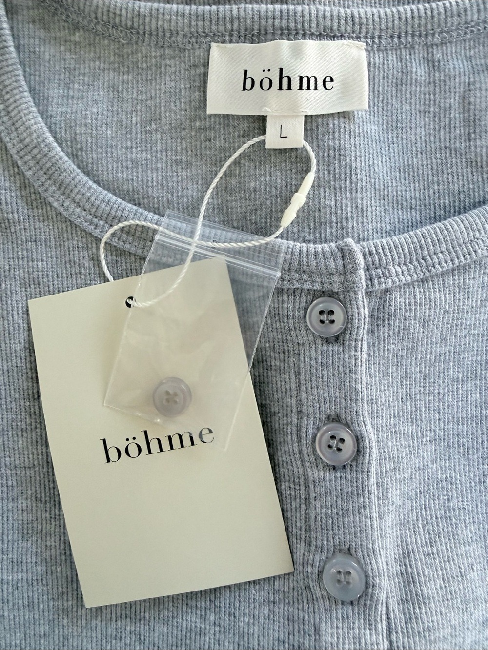Bohme Lucas Grey Button Up Ribbed Tank NWT Size L - Picture 6 of 7